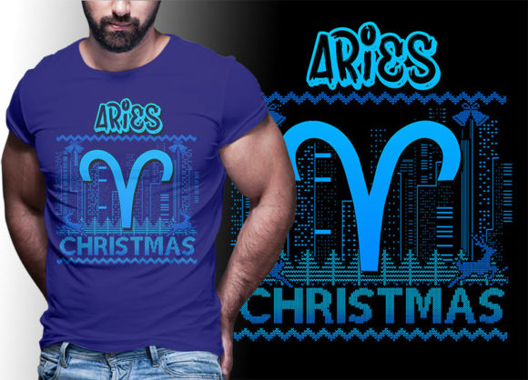 ARIES Zodiac Christmas Tshirt Designs Illustrations