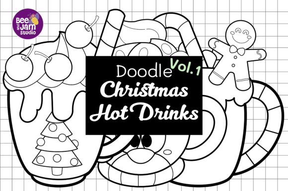 Christmas Digital Stamp Hot Drinks Illustrations