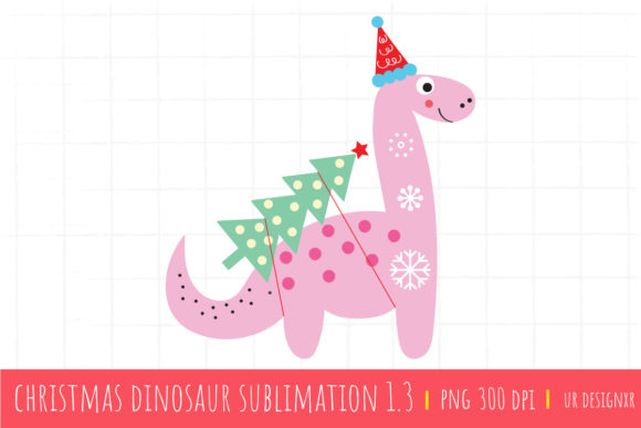 Christmas Dinosaur Sublimation 1.3 Illustrations for Handmade Creations