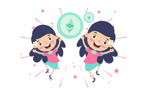 Christmas Ethereum Kids Cute Twins Illustrations