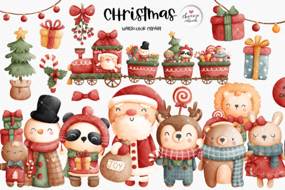 Christmas Santa and Friends Clipart for Festive Illustrations