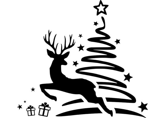 Christmas Silhouette Deer Illustration Review
