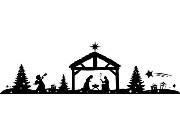 Christmas Silhouette Grib Baby Illustration for Branding