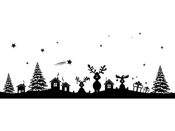 Christmas Silhouette Landscape Winter Illustrations