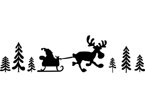Christmas Silhouette Santa Claus Sledge Illustration Review