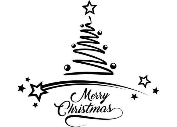 Christmas Silhouette Tree Stars Illustrations