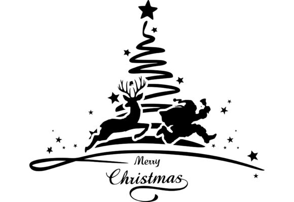 Christmas Silhouette Tree Stress Illustrations