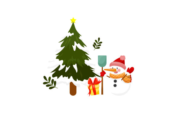 Christmas Snow and Tree Design Illustrations