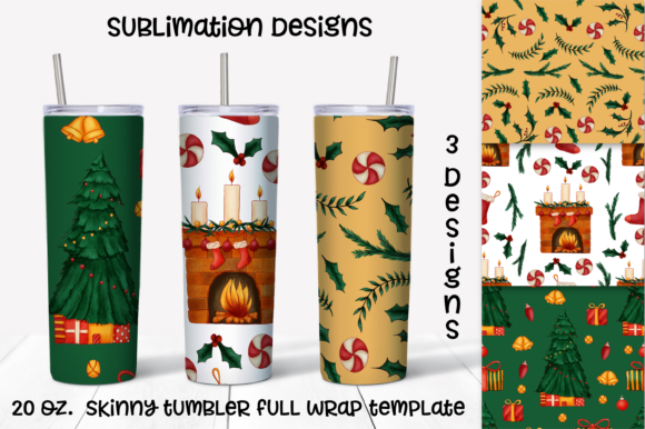 Christmas Tree and Fireplace Sublimation Illustrations