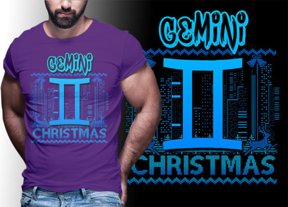 GEMINI Zodiac Christmas Tshirt Designs Illustrations
