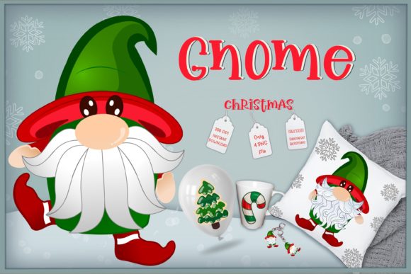 Gnome Cute Christmas Design PNG File for Illustrations