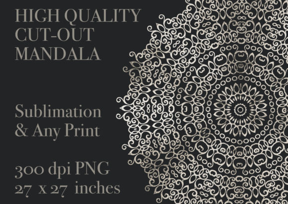 High Resolution Silver Christmas Mandala Illustration