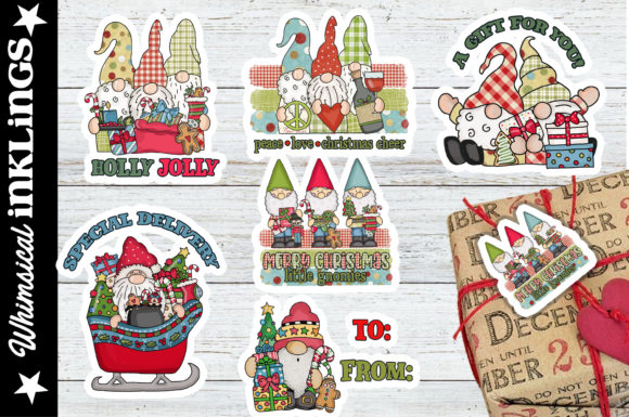 Little Gnomies Christmas Stickers Illustrations