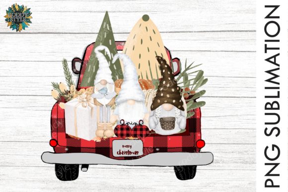 Merry Christmas Truck Gnome Sublimation Illustrations