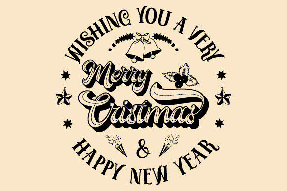 Merry Christmas Wishes Black SVG EPS PNG Illustrations