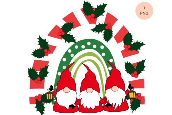 Rainbow Christmas Gnomes Sublimation Illustrations