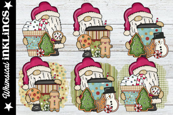 Santy Claus Christmas Treats Gnomes Illustrations