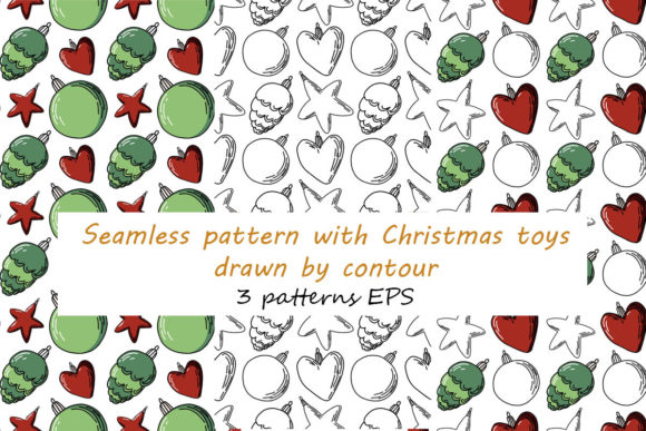 Seamless Patterns with Christmas Toys Illustrations