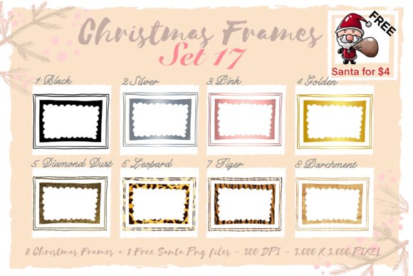 Sublimation Christmas Frames Set 17 for Blog and Web Design