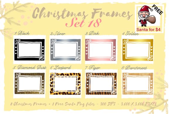Sublimation Christmas Frames Set 18 - Festive Illustrations for Design Projects