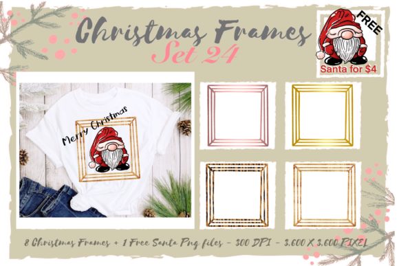 Sublimation Christmas Frames Set 24 Illustrations