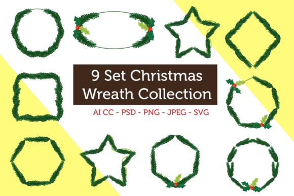 Watercolor Christmas Wreath Illustrations for Digital Selling