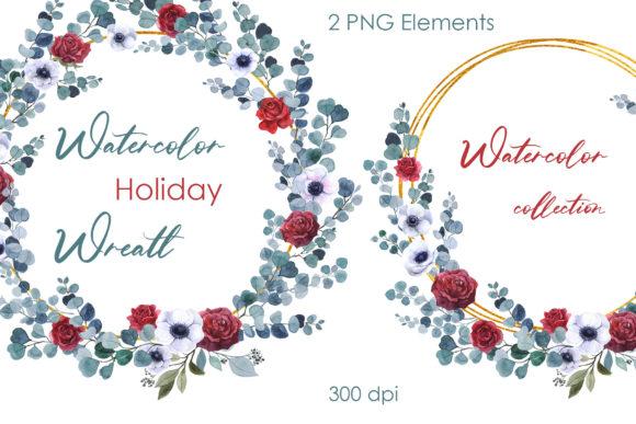Watercolor Holiday Clipart Christmas Png for Blog and Website Design